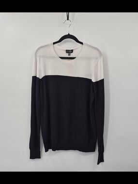 W. By Wantable Color Block Crewneck Sweater Black Ivory Size XL